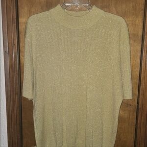 Sag Harbor Woman Short Sleeve Gold Metallic Tunic Size 2XL
